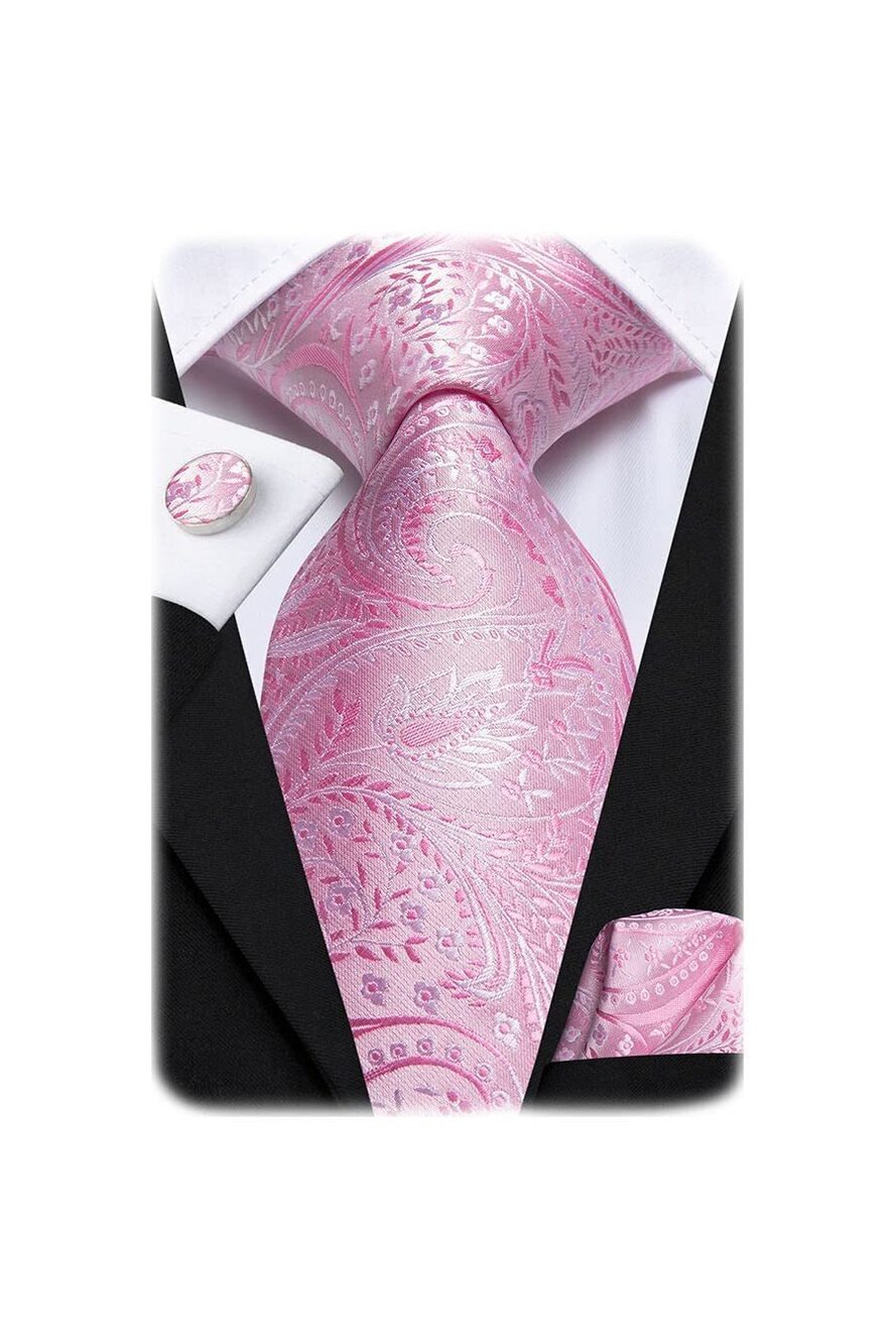 3614 Silk Paisley Ties Necktie Pocket Square Cufflinks Set Foral Tie Sets